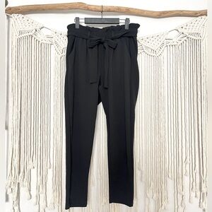 Old Money Dressy Casual Stretchy Belted Pants Office Chic Sz M